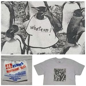 VTG Single Stitch Penguins "whatever" Hanes 50/50